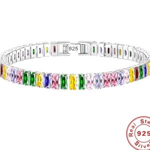 925 sterling silver tennis bracelet marked